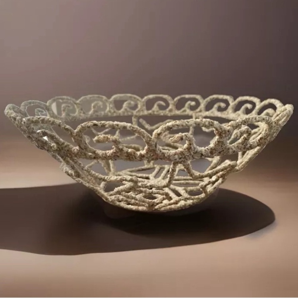 Unique Seashell Covered‎ Decorative metal Bowl Sand Dollar Beach House gift